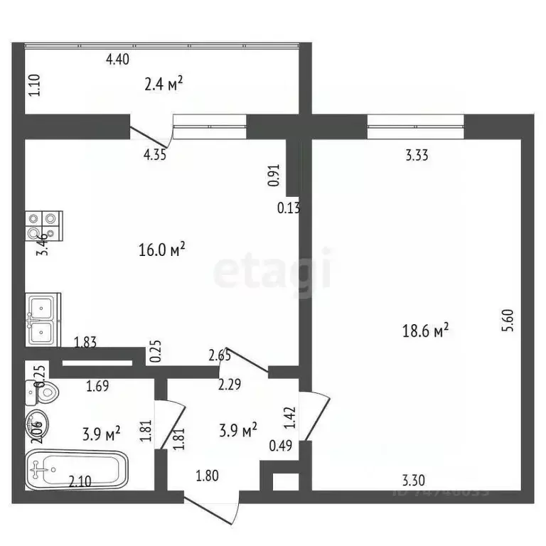 1-к кв. Крым, Евпатория ул. Чапаева, 28 (42.4 м) - Фото 1