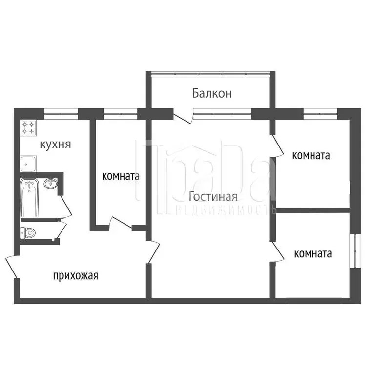 4-комнатная квартира: Красноярск, 1-я Хабаровская улица, 8 (60.1 м) - Фото 1