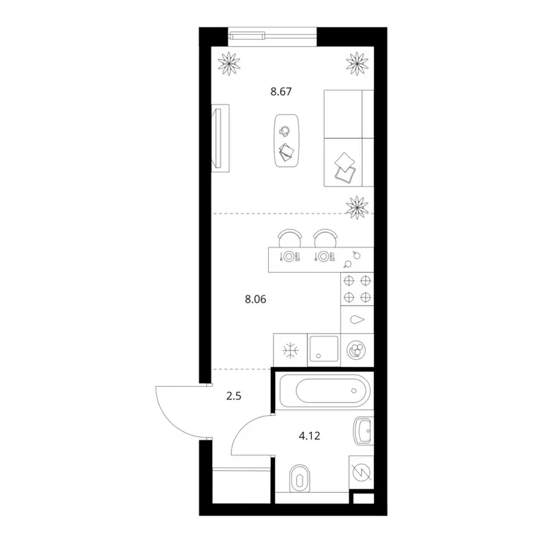 квартира-студия, 23.35 м - Фото 0