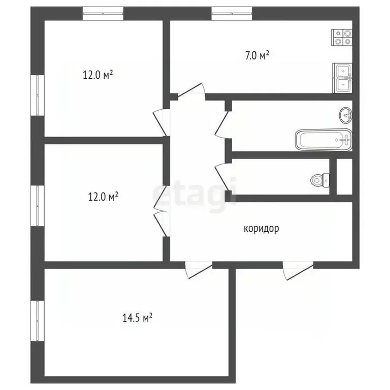 3-к кв. Москва Первомайское поселение, Ильичевка хут., 2 (60.9 м) - Фото 2