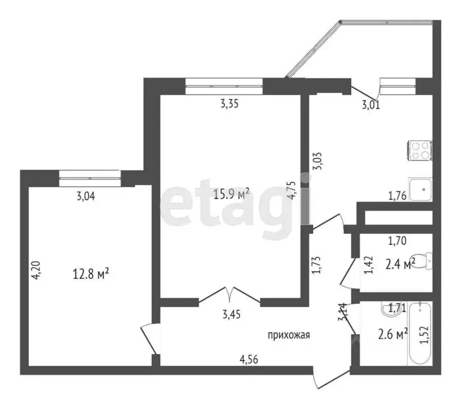 2-к кв. Тюменская область, Тюмень ул. Обдорская, 5 (50.6 м) - Фото 1