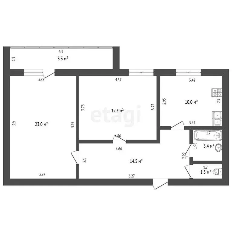 2-комнатная квартира: Стерлитамак, микрорайон Южный, улица Суханова, ... - Фото 1