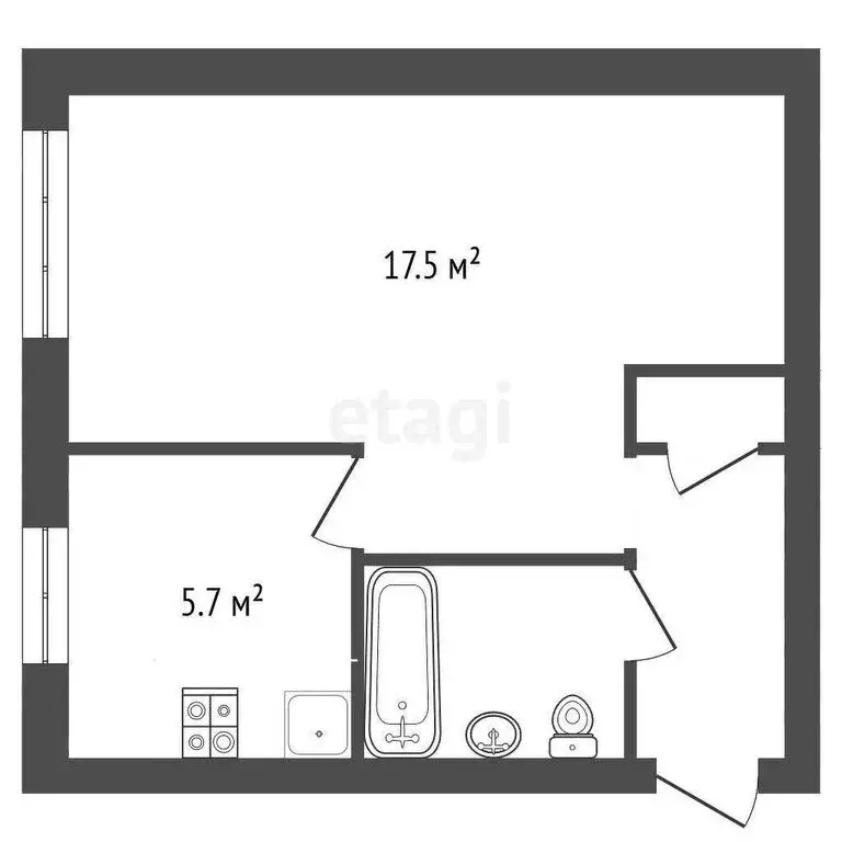 1-комнатная квартира: Стерлитамак, улица Дружбы, 31 (29.8 м) - Фото 1