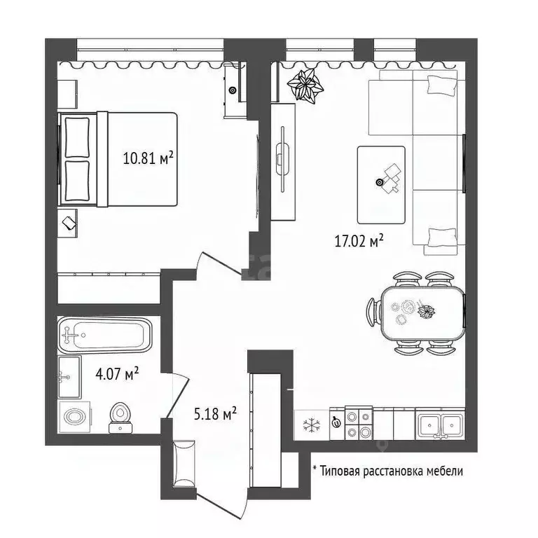 1-к кв. Тюменская область, Тюмень ул. Новоселов, 90 (37.1 м) - Фото 2