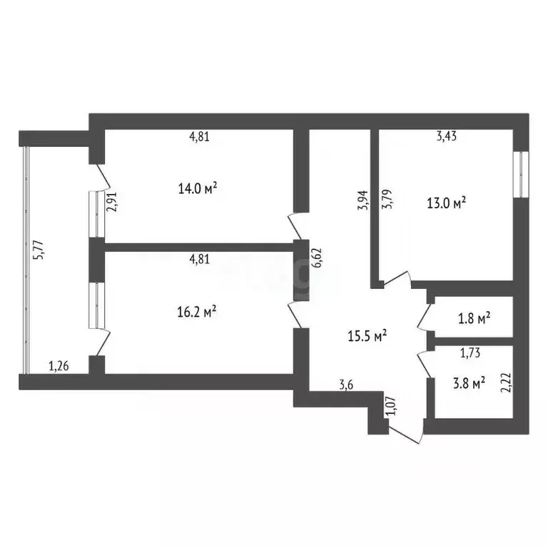 2-к кв. Амурская область, Благовещенск Конная ул., 33 (64.3 м) - Фото 1