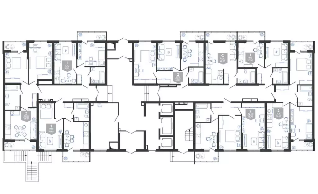 2-к кв. Краснодарский край, Новороссийск Облака жилой комплекс (60.5 ... - Фото 1