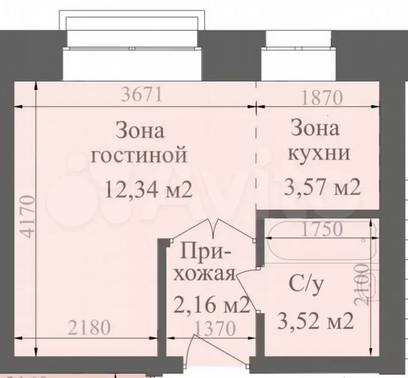 Квартира-студия, 21,6 м, 2/4 эт. - Фото 0