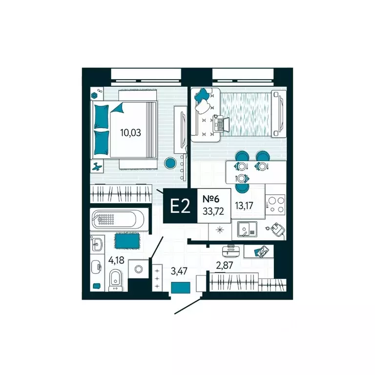 1-к кв. Тульская область, Тула ул. Чмутова, 158Д (33.72 м) - Фото 1