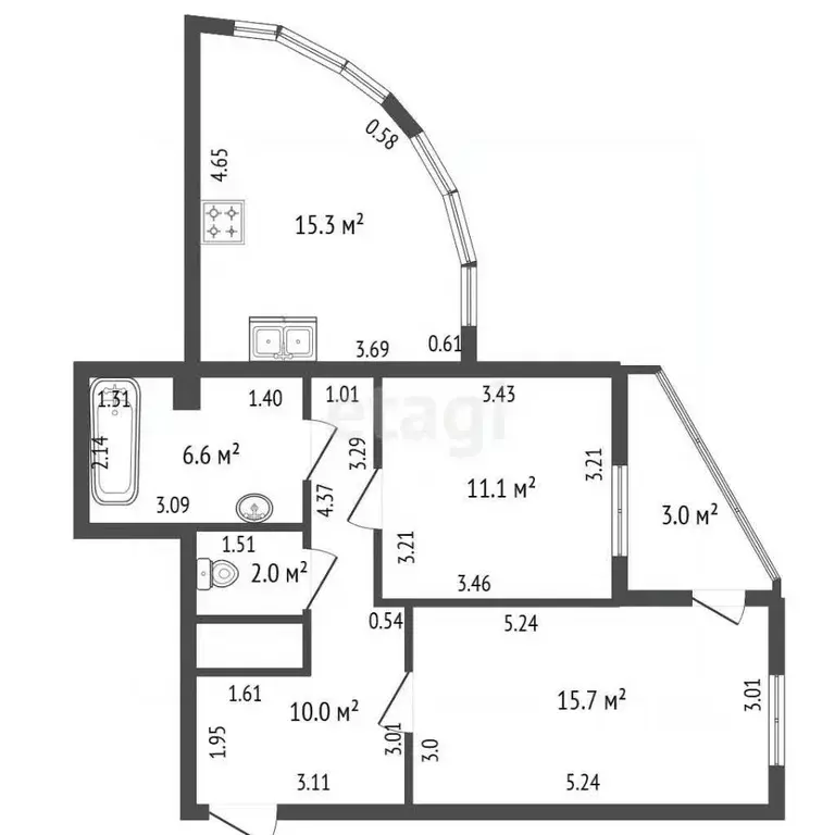 2-к кв. Санкт-Петербург Усть-Славянка тер., ул. Заводская, 17 (61.4 м) - Фото 2