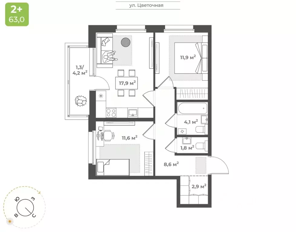 2-к кв. Тверская область, Тверь Соминка мкр,  (60.1 м) - Фото 0