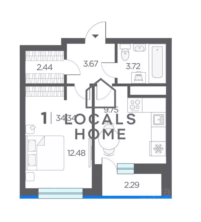 1-к кв. Рязанская область, Рязанский муниципальный округ, с. Дядьково ... - Фото 1