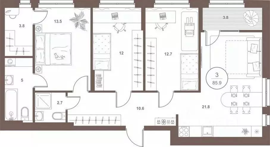3-к кв. Пензенская область, Пенза Арбеково жилрайон, Дальнее Арбеково ... - Фото 2