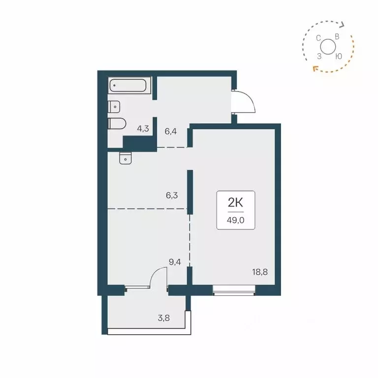 2-к кв. Новосибирская область, Новосибирск Кедровая ул., 80/2 (49.0 м) - Фото 0