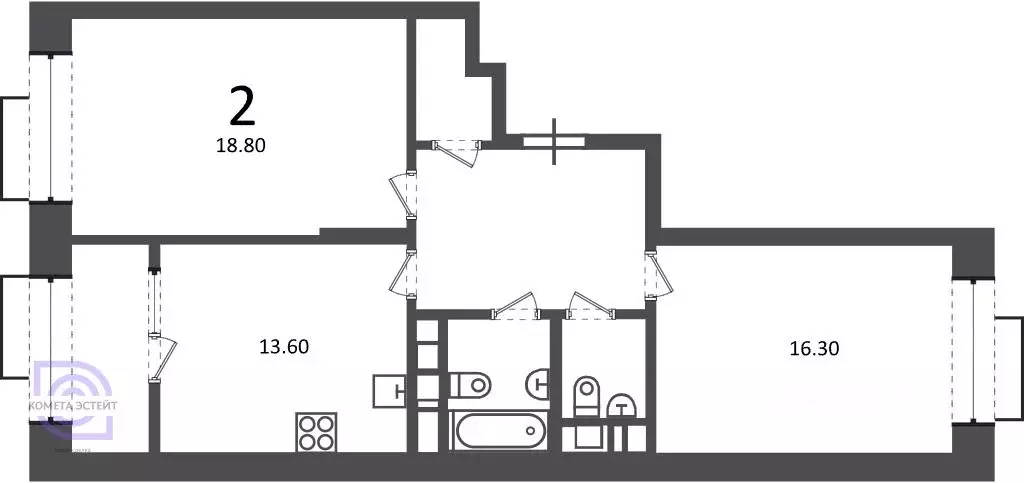 2-к кв. Москва Клинская ул., 2А (66.9 м) - Фото 1