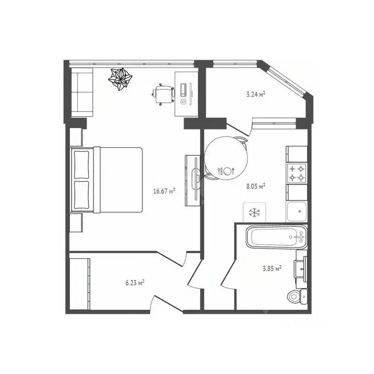 1-к кв. Брянская область, Брянск Советская ул., 114 (34.4 м) - Фото 2