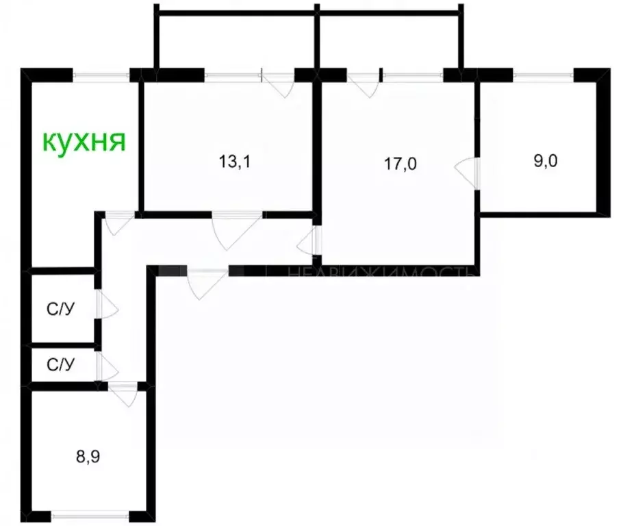 4-к кв. Тюменская область, Тюмень Полевая ул., 25 (71.0 м) - Фото 1