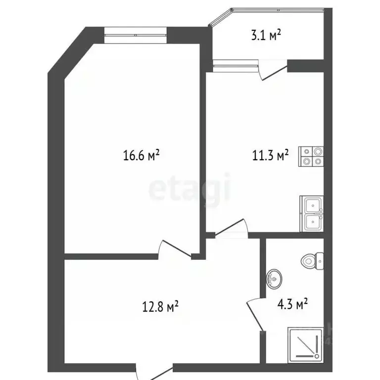 1-к кв. Московская область, Котельники Южный мкр, 14 (45.0 м) - Фото 2