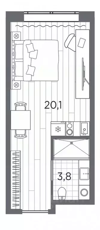 Студия Санкт-Петербург просп. Стачек, 62Е (23.9 м) - Фото 0