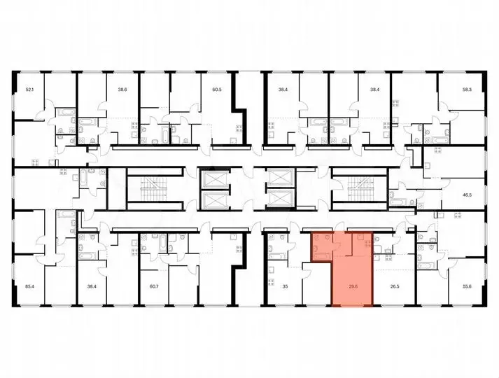 Квартира-студия, 29,6м, 30/32эт. - Фото 1