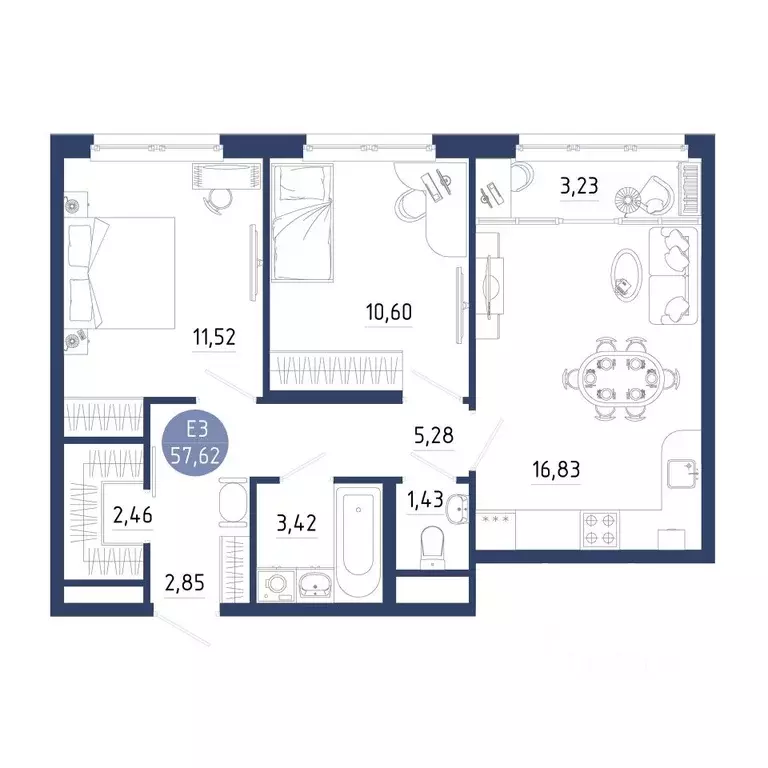 2-к кв. Рязанская область, Рязанский муниципальный округ, с. Дядьково ... - Фото 1