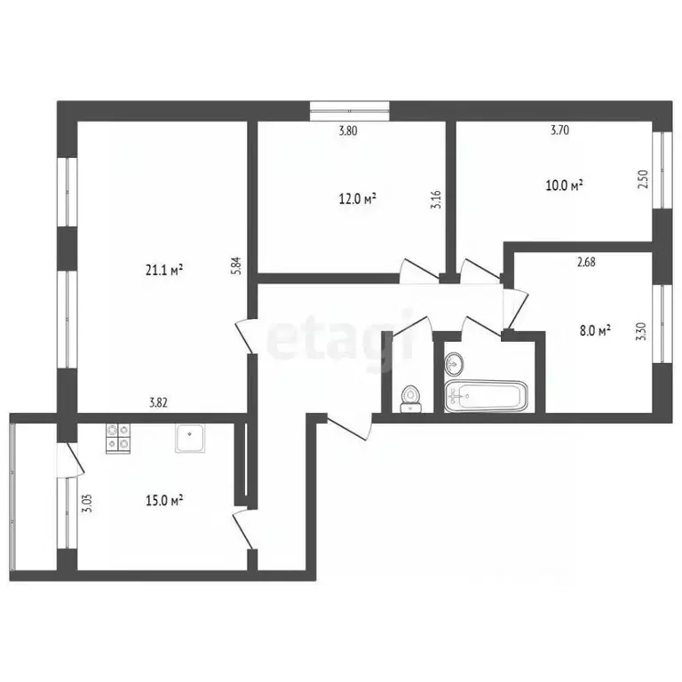 4-к кв. Тюменская область, Тюмень Широтная ул., 69 (77.0 м) - Фото 2