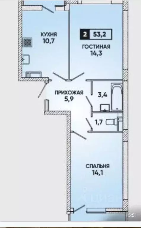 2-к кв. Краснодарский край, Краснодар ул. Имени Героя Георгия ... - Фото 1