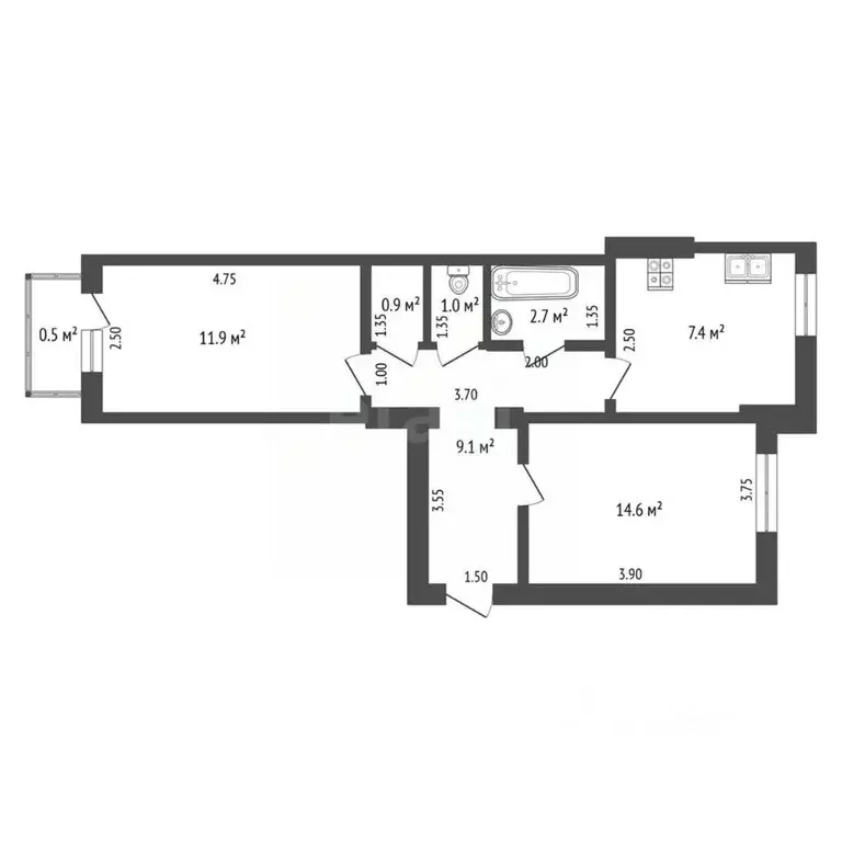 2-к кв. Мордовия, Саранск просп. Ленина, 31 (47.6 м) - Фото 2