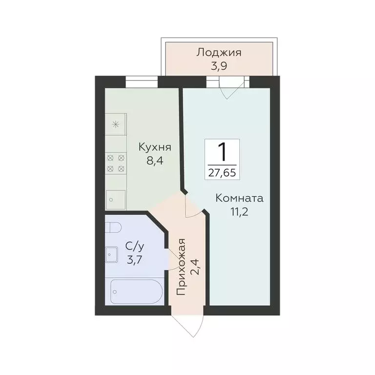 1-комнатная квартира: Самара, улица Победы, 14А (27.65 м) - Фото 1