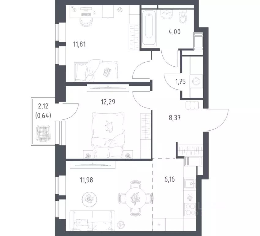 2-к кв. Московская область, Красногорск городской округ, Путилково пгт ... - Фото 1