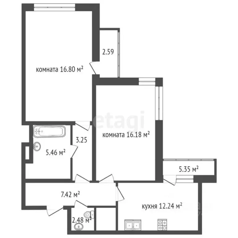 2-к кв. Санкт-Петербург ул. Среднерогатская, 9 (64.7 м) - Фото 1