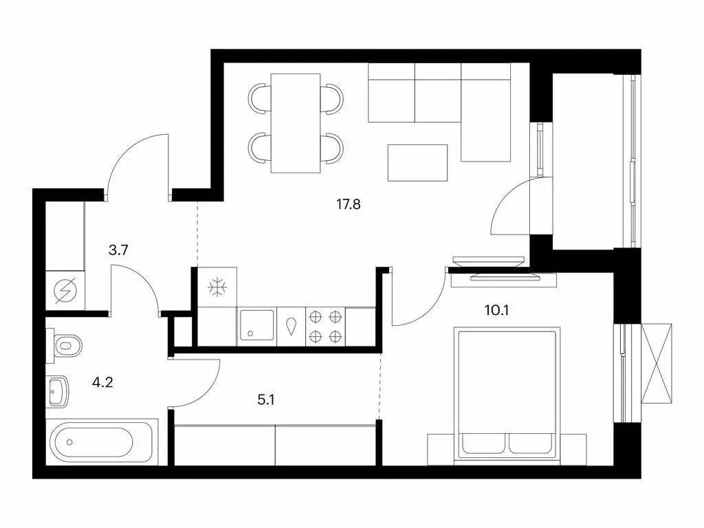 1-комнатная квартира: Южно-Сахалинск, жилой комплекс Уюн Парк (42.3 м) - Фото 1