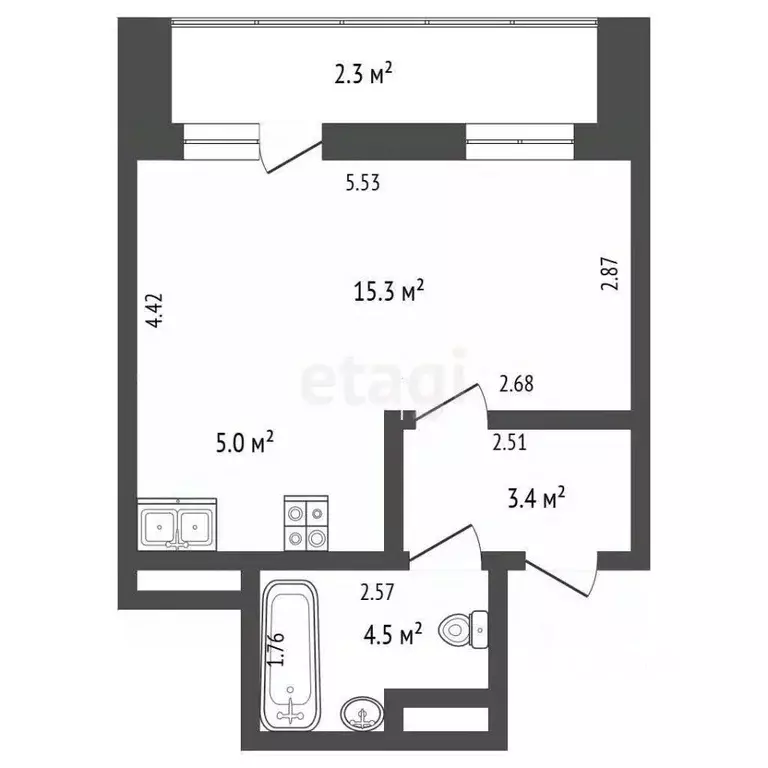 Студия Ямало-Ненецкий АО, Новый Уренгой просп. Губкина, 28 (28.0 м) - Фото 1