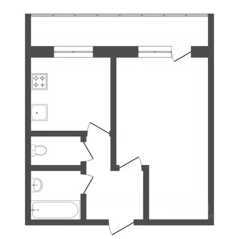 1-к кв. Тюменская область, Тюмень Мыс мкр, ул. Ермака, 26 (29.9 м) - Фото 1