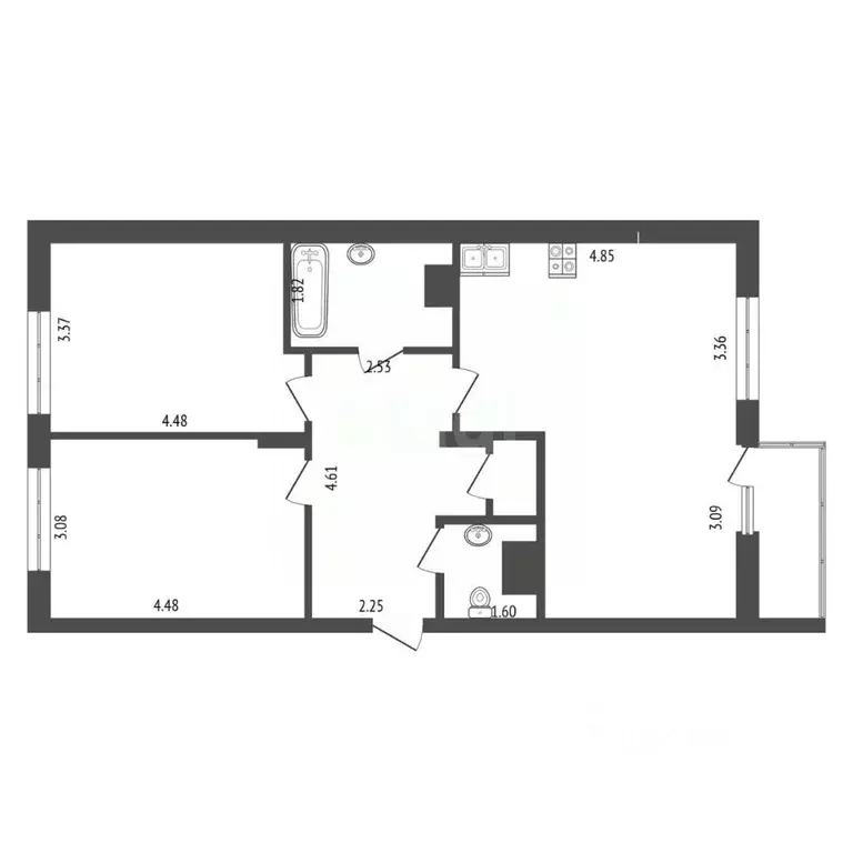 3-к кв. Тюменская область, Тюмень проезд Тихий, 4 (75.1 м) - Фото 2