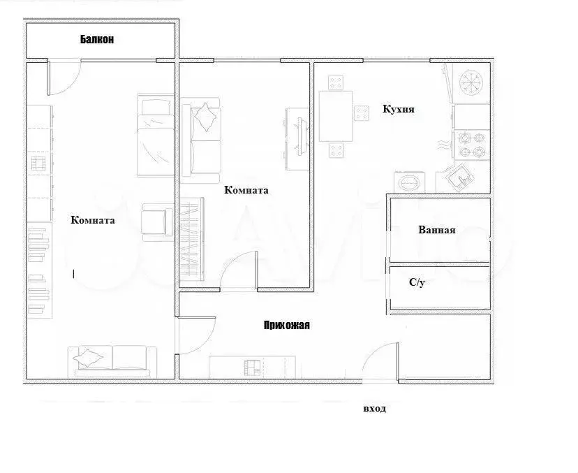 2-к. квартира, 46 м, 9/9 эт. - Фото 0