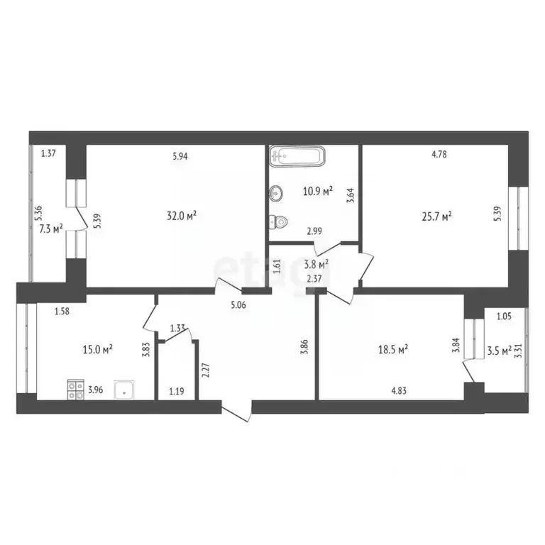 3-к кв. Тюменская область, Тюмень ул. Максима Горького, 90 (126.0 м) - Фото 1