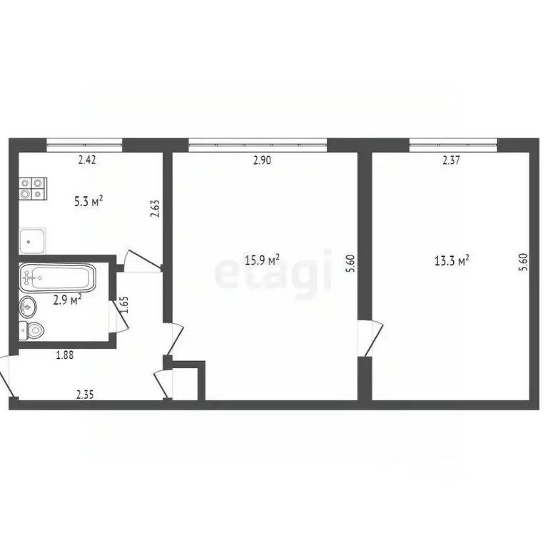 2-к кв. Калининградская область, Калининград ул. Александра Невского, ... - Фото 2