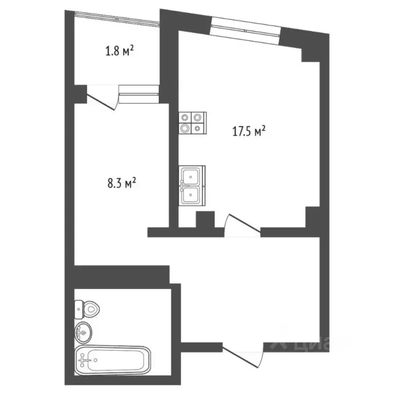 1-к кв. Тюменская область, Тюмень Широтная ул., 189к1 (42.6 м) - Фото 1