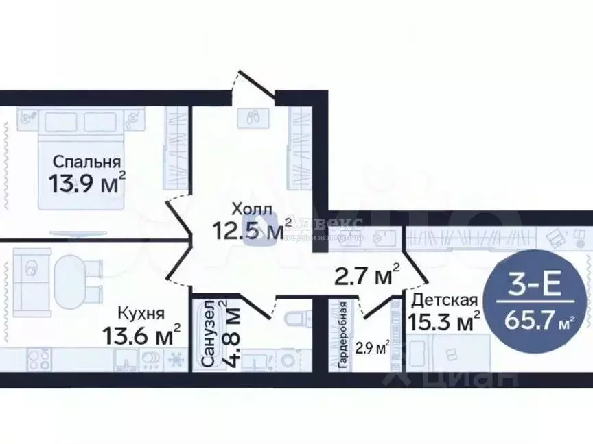 2-к кв. Тюменская область, Тюмень Новгородская ул., 14 (66.4 м) - Фото 1