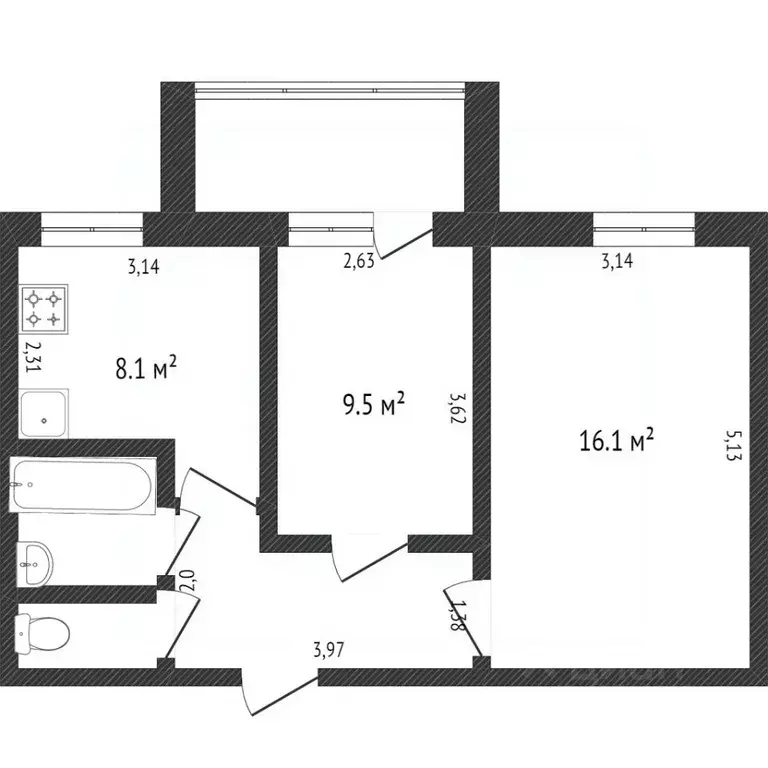 2-к кв. Коми, Сыктывкар Сысольское ш., 17/1 (44.4 м) - Фото 1