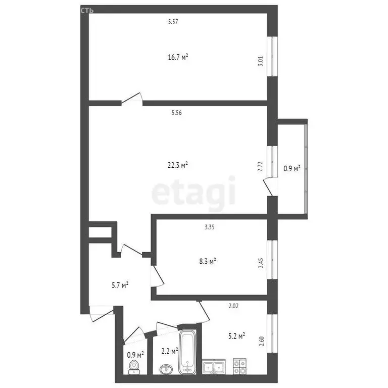 3-комнатная квартира: Евпатория, улица Некрасова, 85 (61 м) - Фото 1