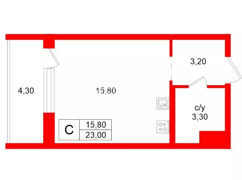 Квартира-студия: Кудрово, Солнечная улица, 12 (23 м) - Фото 1