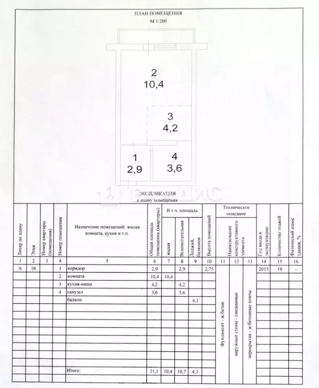 Студия Новосибирская область, Новосибирск ул. Фадеева, 66/8 (23.1 м) - Фото 1