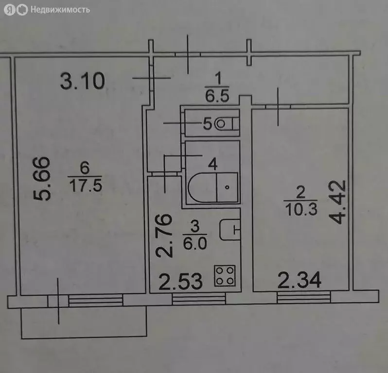 2-комнатная квартира: Великий Новгород, Октябрьская улица, 6к2 (43.6 ... - Фото 1