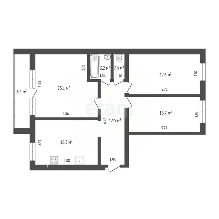 3-к кв. Тюменская область, Тюмень Холодильная ул., 15 (92.2 м) - Фото 2