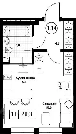 Студия Московская область, Пушкино Пушкино Град жилой комплекс, к2 ... - Фото 1