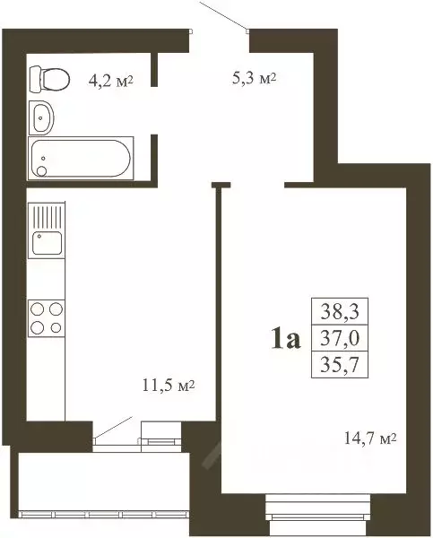 1-к кв. Тамбовская область, Тамбов Телецентр мкр,  (38.3 м) - Фото 0