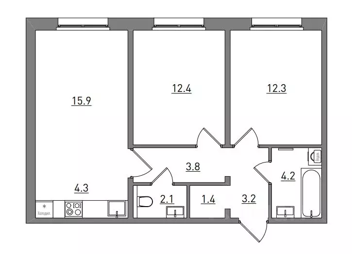 3-к кв. Кировская область, Киров ул. Чистопрудненская, 13А (59.6 м) - Фото 1