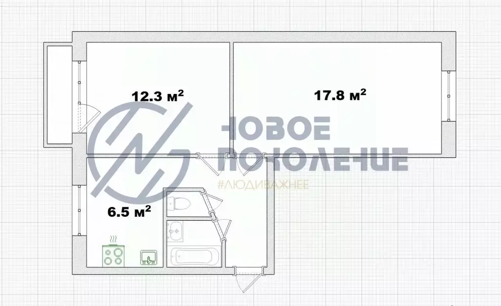 2-к кв. Омская область, Омск ул. 3-я Островская, 168 (45.0 м) - Фото 1