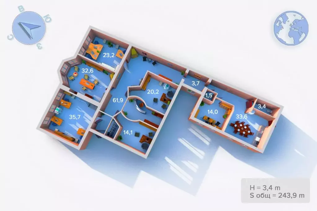 Офис в Санкт-Петербург Каменноостровский просп., 20 (244 м) - Фото 2